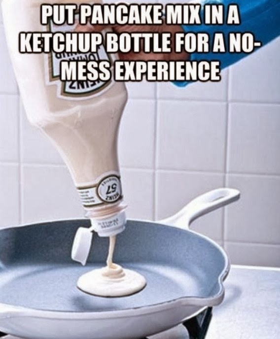 Image result for put pancake mix in a ketchup bottle
