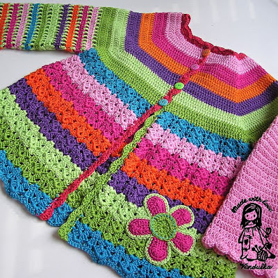 Crochet flower cardigan, free crochet pattern, Vendula Maderska Design. Magic with hook and needles, VendulkaM