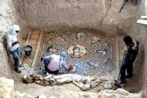 elphabaforpresidentofgallifrey:“stunningpicture:“ This stunning ancient Greek floor mosaic was just excavated in southern Turkey, near the Syrian border.”when you find the floor after cleaning the piles of clothes and trash in your room”