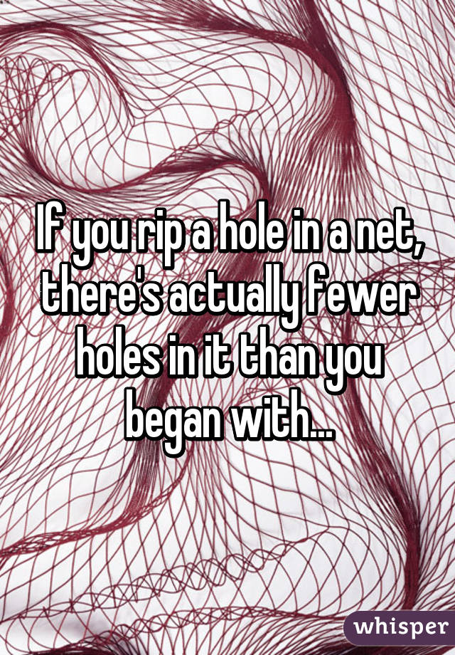 Image result for - If you rip a hole in a net, there are actually fewer holes in it than there were before.