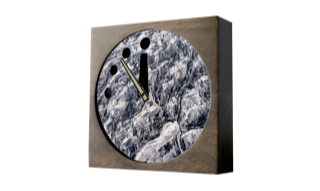 Photograph of the sketch of the DoomsdAi clock, an artistic reinterpretation of the Doomsday Clock, by Obvious and Stas Bartnikas