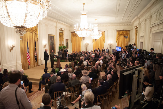 Adrian Anzaldua joins President Donald J. Trump during the Salute to the Heroes