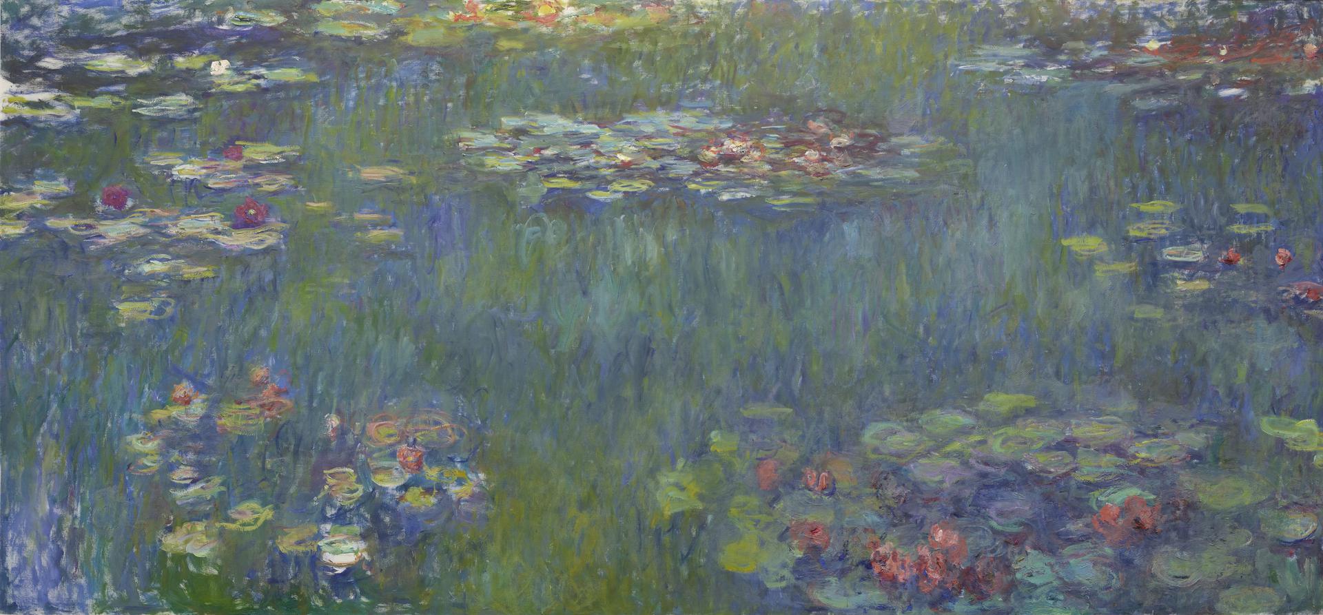 Claude Monet_Le Bassin aux nymphéas, reflets verts (Il Bacino delle ninfee, effetto verde) 1920/1926 Olio su tela 200 x 425 cm Collezione Emil Bührle_Foto: Kunsthaus Zurich, Zürich Claude Monet_Le Bassin aux nymphéas, reflets verts (Il Bacino delle ninfee, effetto verde) 1920/1926 Olio su tela 200 x 425 cm Collezione Emil Bührle_Foto: Kunsthaus Zurich, Zürich