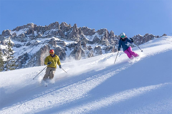 Couple Skiing