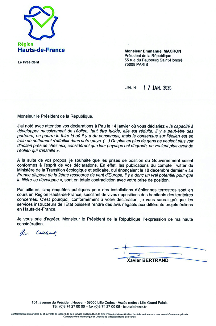 courrier X. Bertrand  à Macron