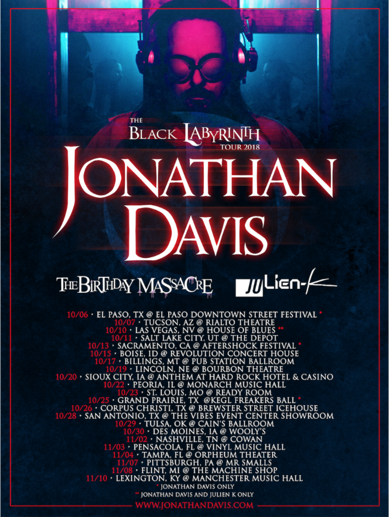 Jonathan Davis 'The Black Labyrinth' Tour To Kick Off This Weekend