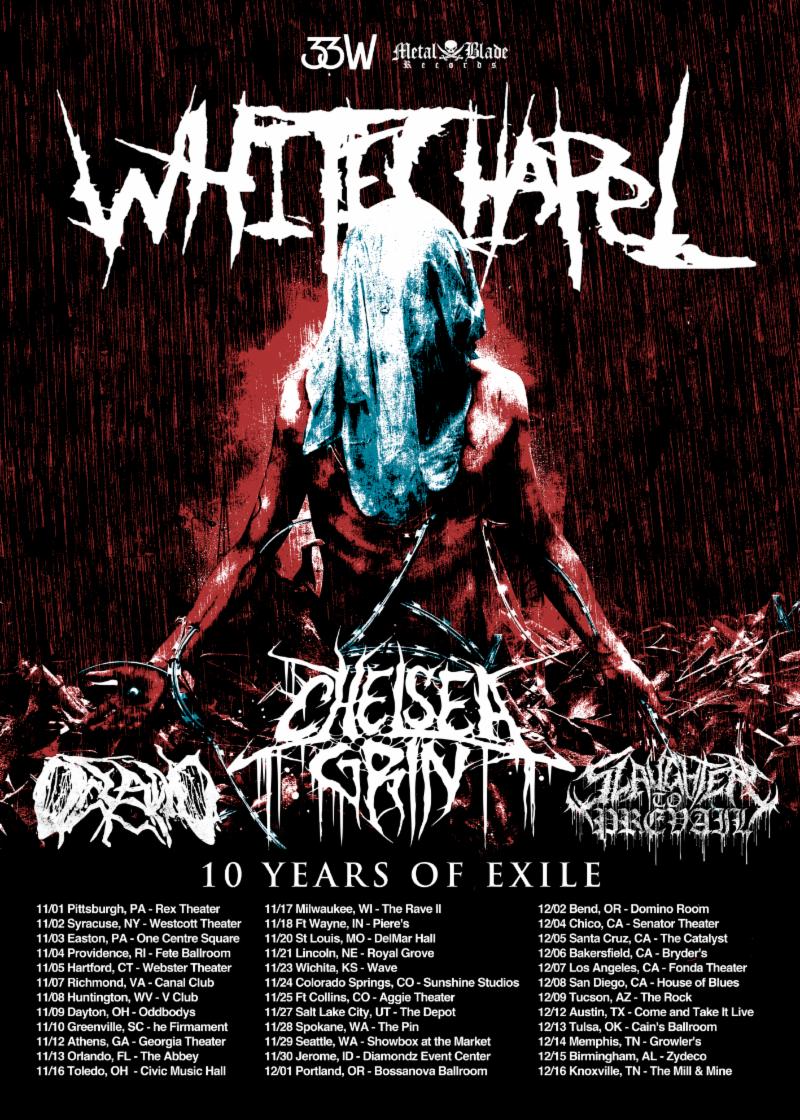 WHITECHAPEL Announces Ten Years Of Exile US Tour With Chelsea Grin, Oceano, And Slaughter To Prevail