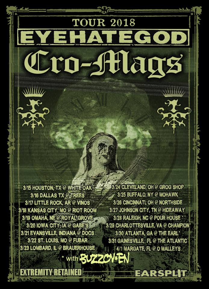 EYEHATEGOD Announces March Tour With Cro-Mags And Buzzov*en