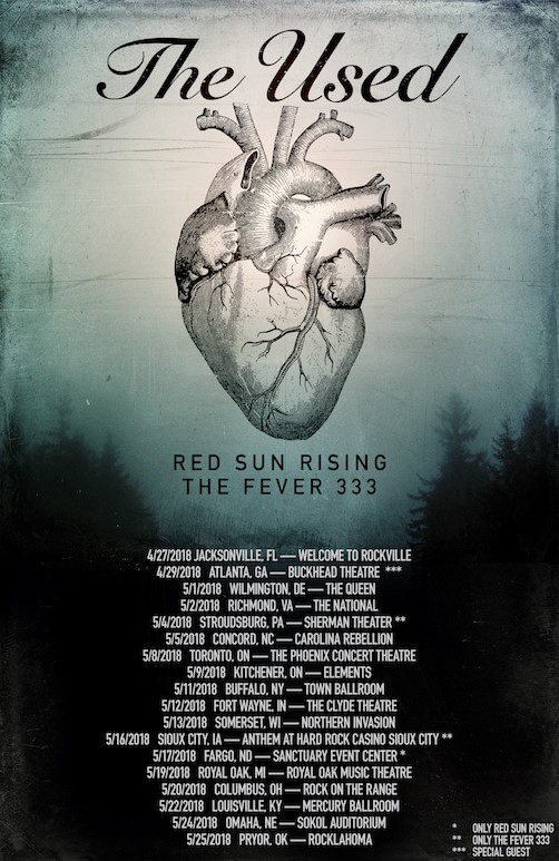 The Used Announce Spring Tour With Support From Red Sun Rising and The Fever 333