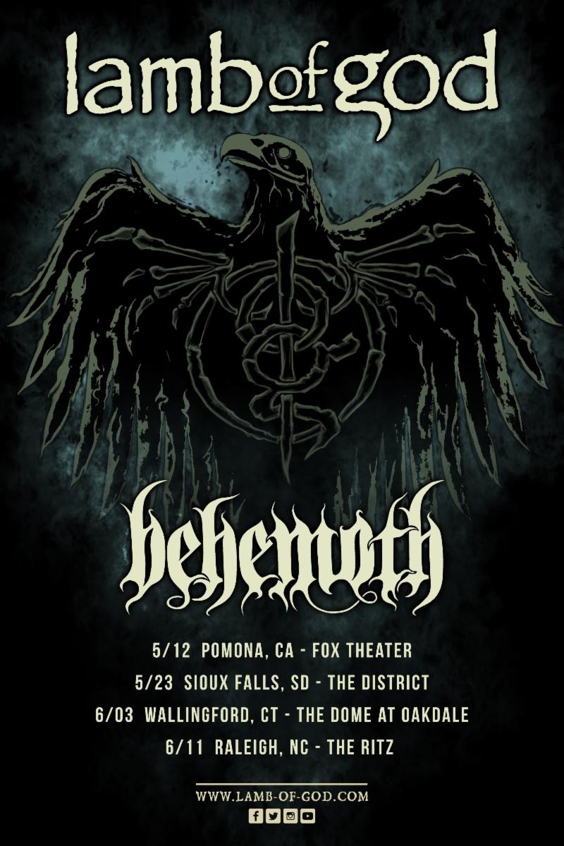 LAMB OF GOD Announces Select One-Off Headline Shows Featuring Support from Behemoth
