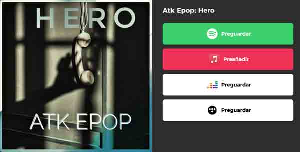enlaces al nuevo disco de ATK EPOP "Hero"