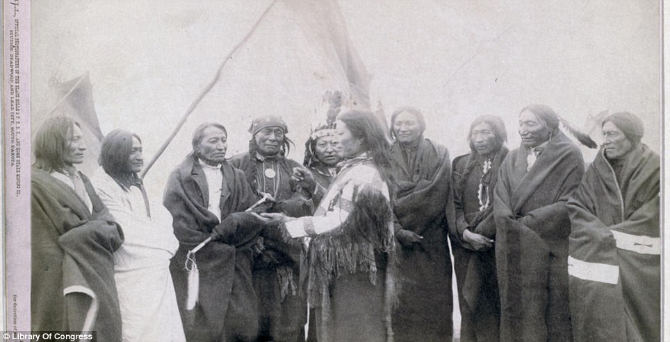 Peace council: The Indian chiefs who ended their war with the U.S. Army. Their names included Standing Bull, High Hawk, White Tail, Little Thunder and Lame