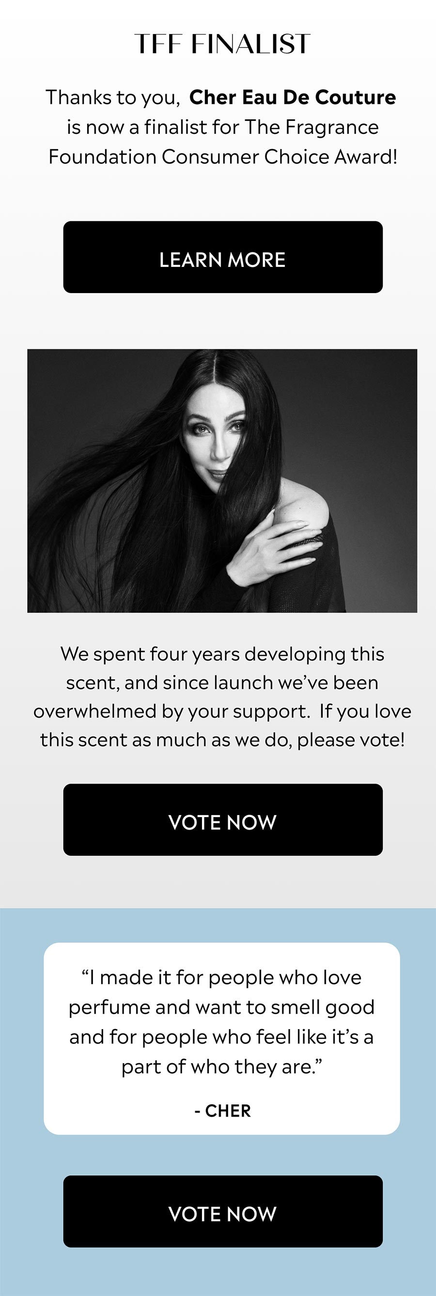 Last Chance to Vote for Cher Eau de Couture