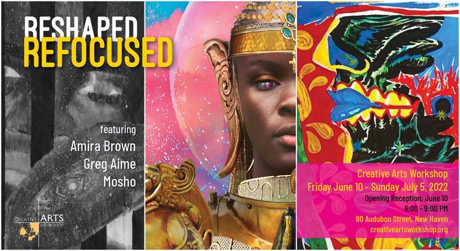 Reshaped | Refocused: Friday, June 10 - Sunday, July 5, 2022. Opening Reception: June 10 6:00 - 9:00 PM. Featuring artists Amira Brown, Greg Aime and Mosho