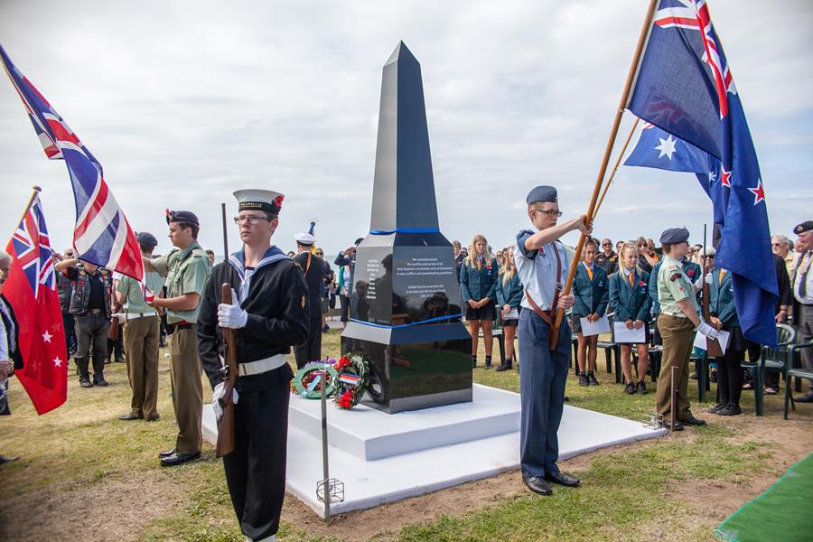 The unveiling of Papamoa's new war memorial on 11 November 2018