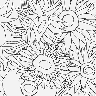 Coloring page of Sunflowers by Vincent van Gogh
