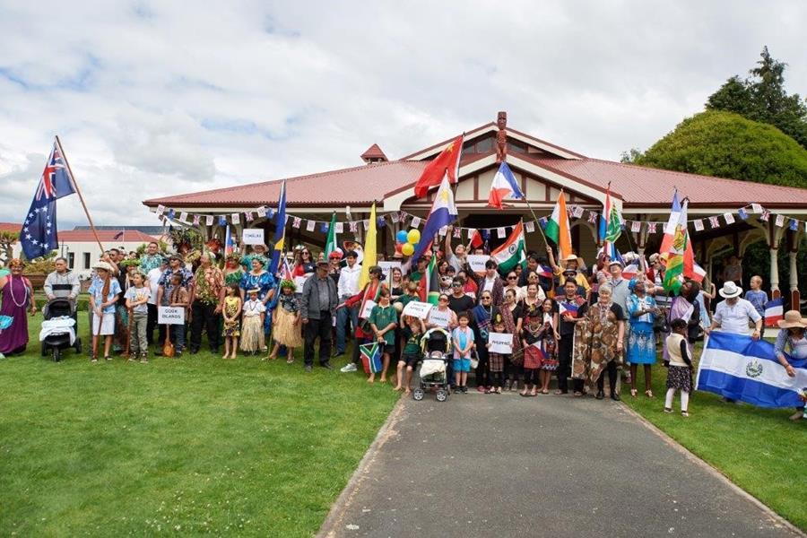 For the Armistice commemoration organised by Lakes District Council in Rotorua's Government Gardens, the Rotorua Multicultural Council contributed a Parade of Nations. Image provided by Margriet Theron.
