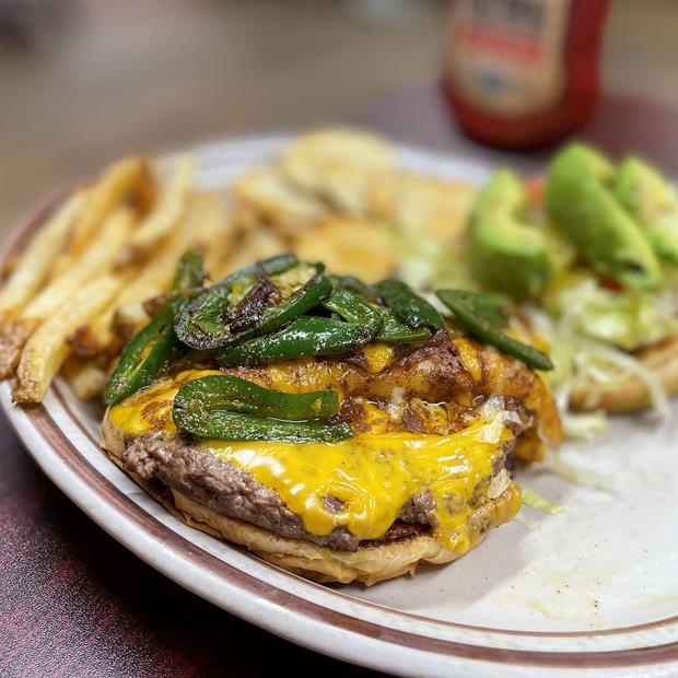 idalgo’s West have the option to order their burger with a cheese enchilada on top.