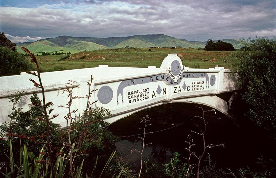 One of New Zealand's three war memorial bridges, opened in 1922 at Kaiparoro in the northern Wairarapa