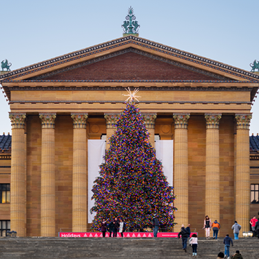 Holiday Tree in front of the museum