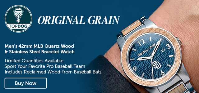 Original Grain Men's 42mm MLB Quartz Wood & Stainless Steel Bracelet Watch  Limited Quantities Available Sport Your Favorite Pro Baseball Team Includes Reclaimed Wood From Baseball Bats - Ft. 680-782