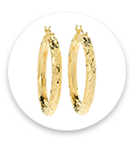 182-799 Stefano Oro 14K Gold Tubing Choice of Size Diamond Cut Hoop Earrings