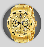 665-002 Invicta Men's 48mm Pro Diver Quartz Chronograph Gold-tone Stainless Steel Bracelet Watch