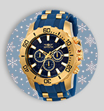 650-156 Invicta Men's 50 millimeter Pro Diver Quartz Chronograph Gold-tone Bezel Silicone Strap Watch