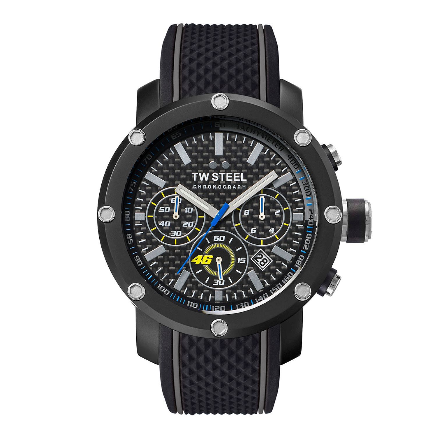 671-498 TW Steel Men's 48mm Special Edition VR|46 Tech Quartz Chronograph Date Rubber Strap Watch