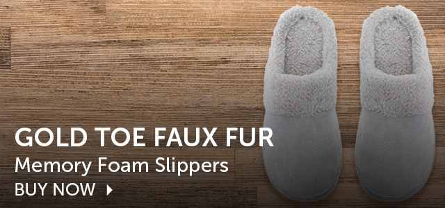 745-988 Gold Toe Faux Fur & Memory Foam Slippers