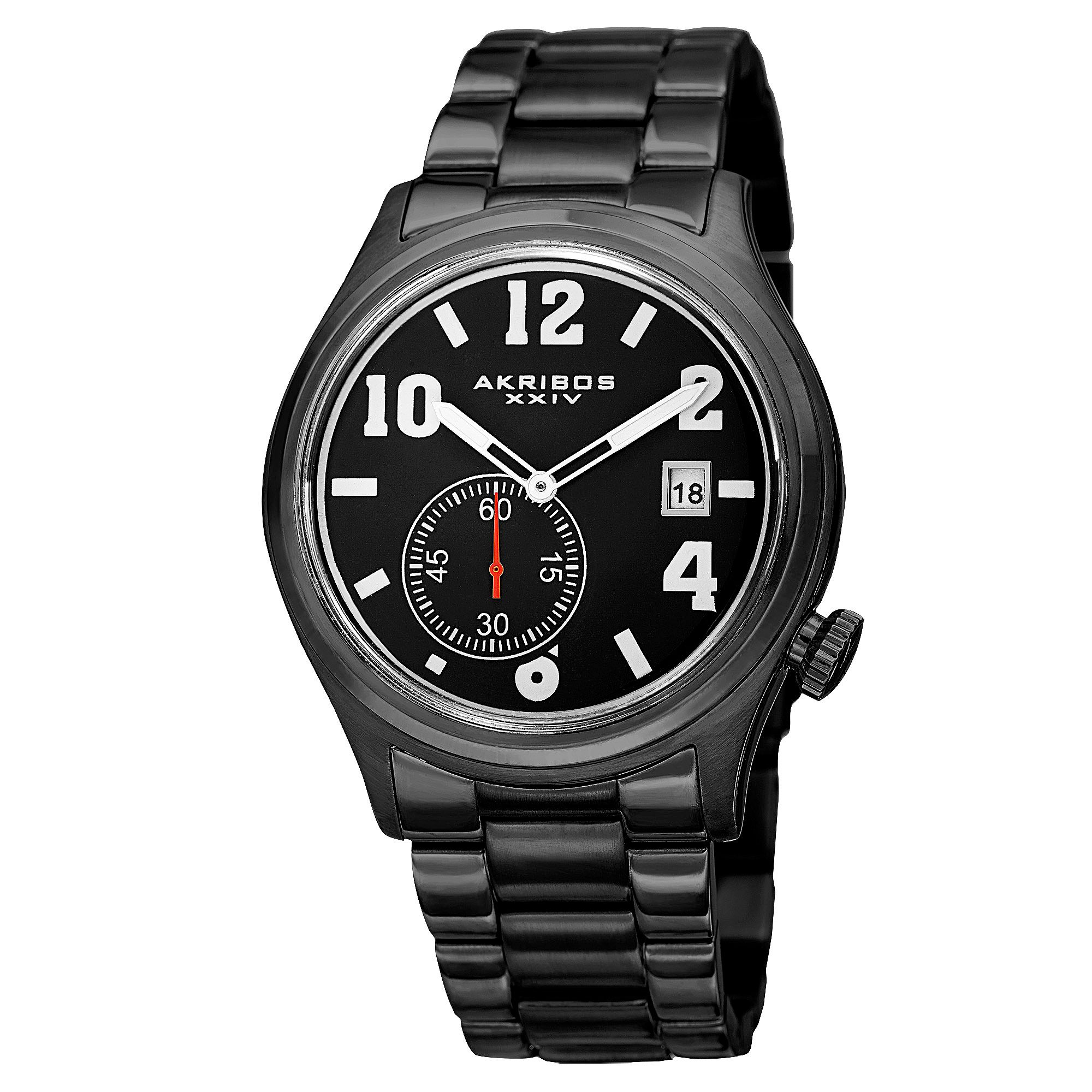 650-860 Akribos XXIV Men's 42mm Quartz Date Window Stainless Steel Bracelet Watch