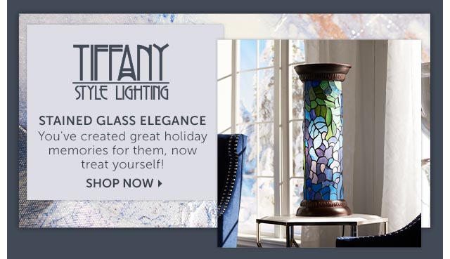 Tiffany Style Lighting - STAINED GLASS ELEGANCE You've created great holiday memories for them, now treat yourself! 486-434 Tiffany-Style Wisteria 26.5 inch Stained Glass Pedestal Lamp