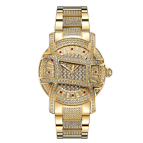 676-344 JBW Women's Olympia Platinum Series Quartz Ruby & Diamond Accented Stainless Steel Bracelet Watch
