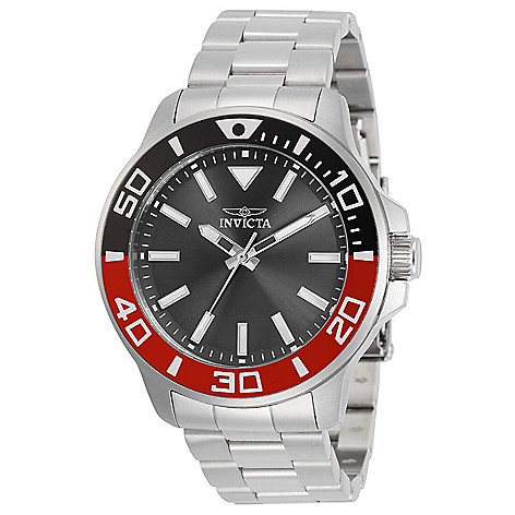 678-880 Invicta Men's 46mm Pro Diver Quartz Black & Red Bezel Stainless Steel Bracelet Watch