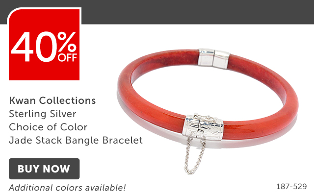 40% Off 187-529 Kwan Collections Sterling Silver Choice of Color Jade Stack Bangle Bracelet - Additional colors available!