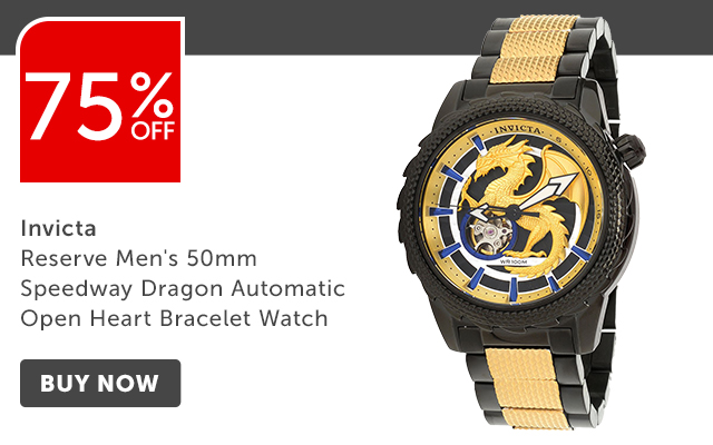 75% Off 676-609 Invicta Reserve Men's 50 millimeter Speedway Dragon Automatic Open Heart Bracelet Watch