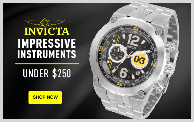 Impressive Instruments Under $250 - 678-104 Invicta 50mm Aviator Quartz Chronograph Bracelet Watch w/ 3-Slot Dive Case