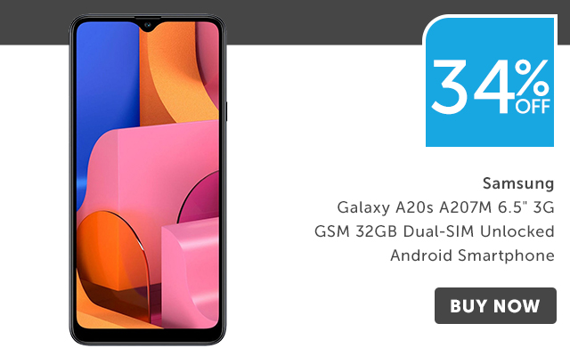 34% Off 487-614 Samsung Galaxy A20s A207M 6.5 inch 3G GSM 32 gigabyte Dual-SIM Unlocked Android Smartphone