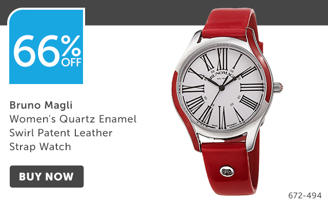 66% Off 672-494 Bruno Magli Women's Quartz Enamel Swirl Patent Leather Strap Watch