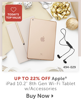 494-029 Apple® iPad 10.2 inch 8th Gen 32GB or 128GB Wi-Fi Tablet with Accessories - Up to 22% off