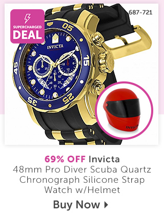 687-721 Invicta 48mm Pro Diver Scuba Quartz Chronograph Silicone Strap Watch with Helmet - 69% Off