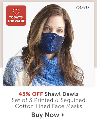 751-817 Shawl Dawls Set of 3 Printed & Sequined Cotton Lined Face Masks - 45% Off