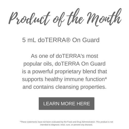 Product of the Month 5mL doTERRA On Guard As one of doTERRA's most popular oils, doTERRA On Guard is a powerful proprietary blend that supports healthy immune function and contains cleansing properties.
