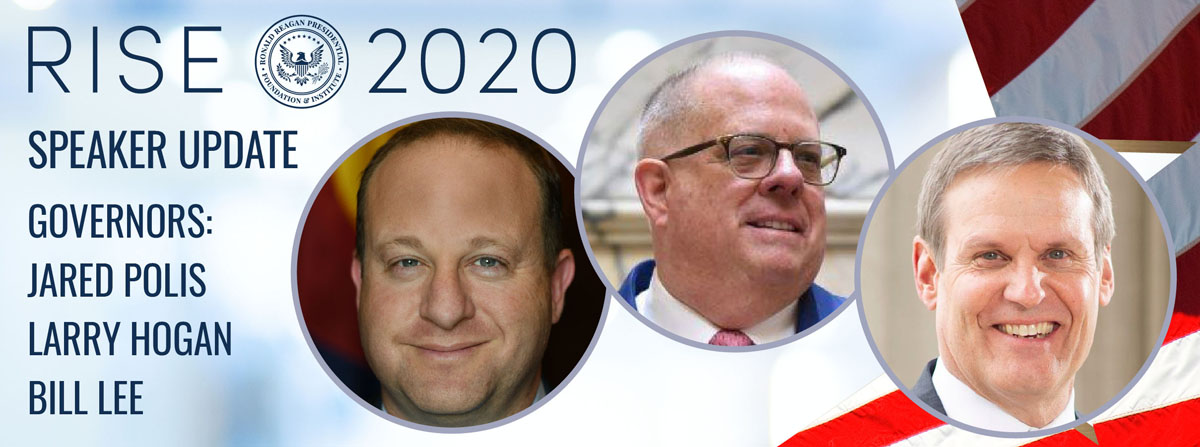 RISE 2020 Speaker Update - Governors: Jared Polis, Larry Hogan, and Bill Lee