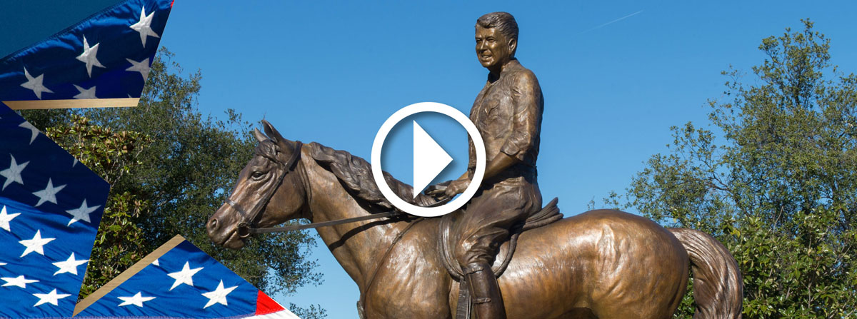 Statue of President Reagan riding his horse, Al Alamein.