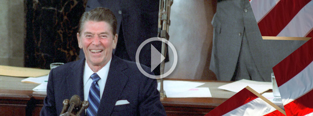 President Reagan after the address.