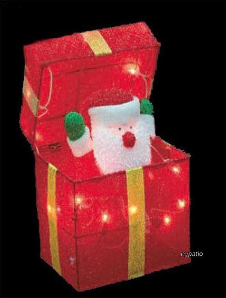 Animated Santa Gift Box Lighted Indoor Outdoor Christmas