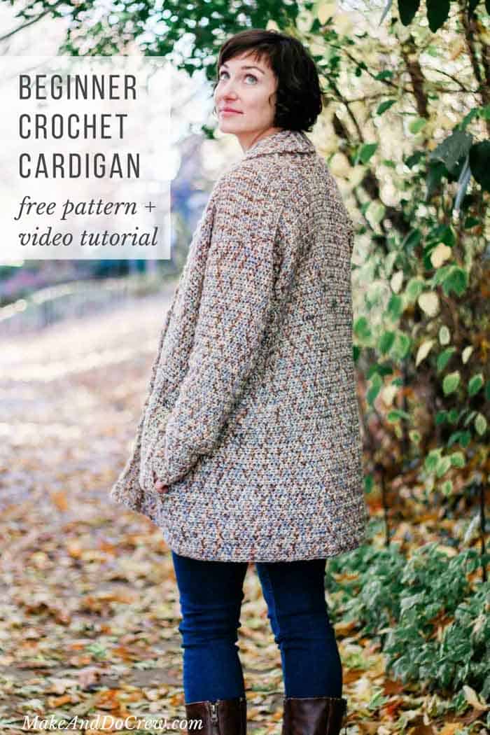 This cotton shawl collar cardigan is a perfect free crochet pattern for beginners! You won't believe how easy this sweater is. Video tutorial included.