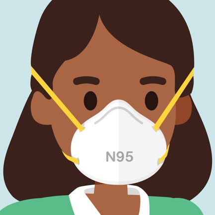 Illustration of woman wearing n95 mask