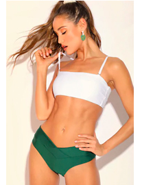 Two Tone Top With High Leg Bikini Set Two Tone Top With High Leg Bikini Set